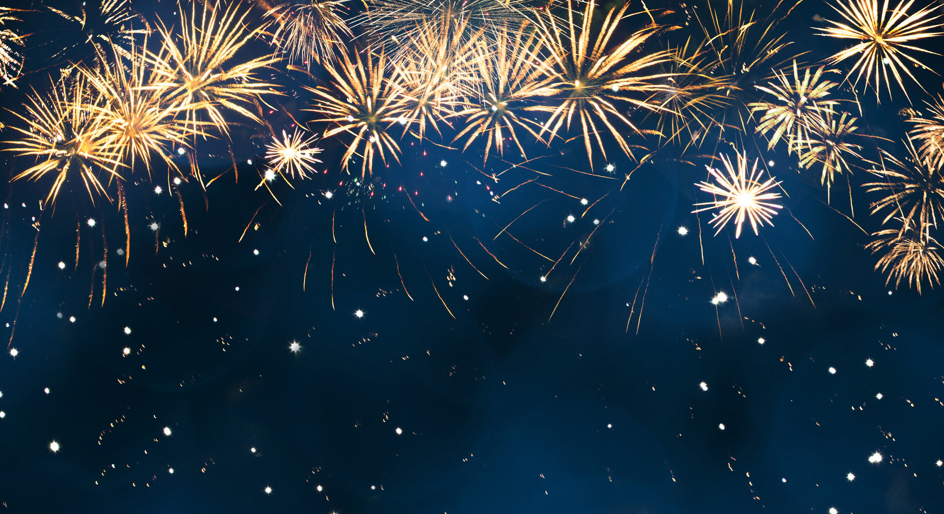 Beautiful Blue Holiday background with fireworks